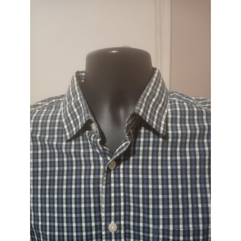 UNTUCKit Men M Blue White Plaid Rocchetta Long Sleeve Button Up Shirt Slim Fit - Picture 5 of 12